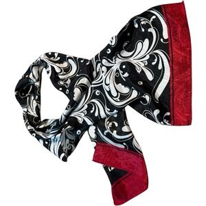 Mark Kay Scarf - Oblong Abstract - Logo 11" x 52"-‎ Red, Black, White Paisley